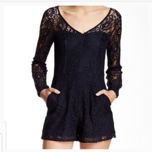 LoveFire lined navy lace romper L